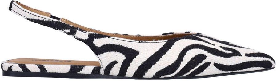Sacha slingback loafers met zebraprint zwart wit