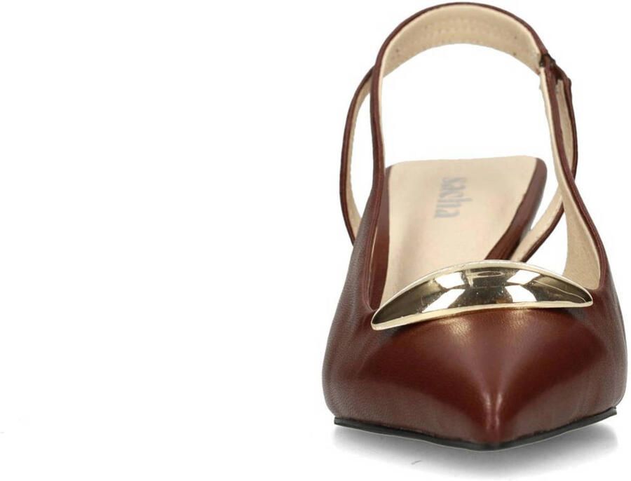 Sacha Dames Burgundy slingback pumps met goudkleurig detail - Foto 3