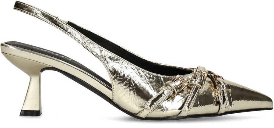 Sacha Dames Gouden metallic slingback pumps met gespen