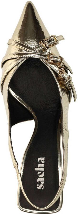 Sacha Dames Gouden metallic slingback pumps met gespen - Foto 3