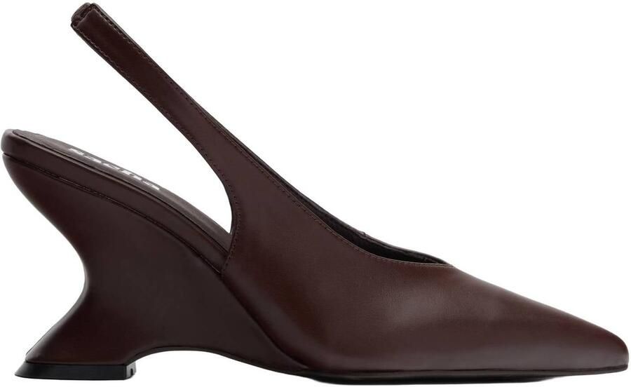 Sacha slingback pumps met sleehak donkerbruin