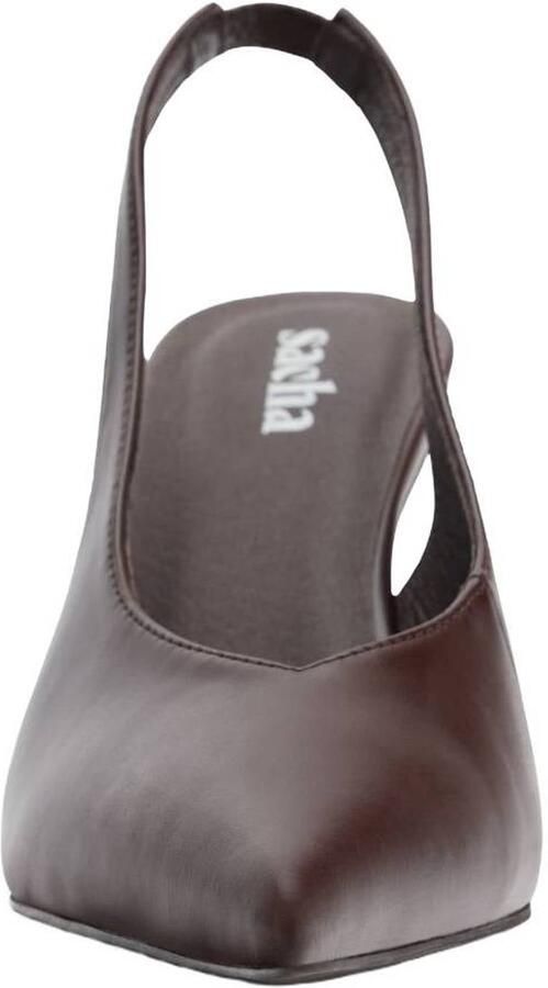 Sacha slingback pumps met sleehak donkerbruin - Foto 3