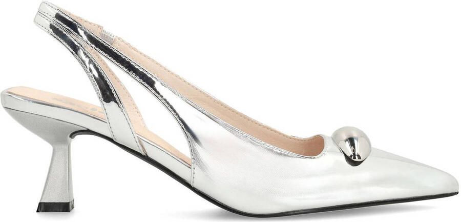 Sacha Dames Zilveren metallic slingback pumps