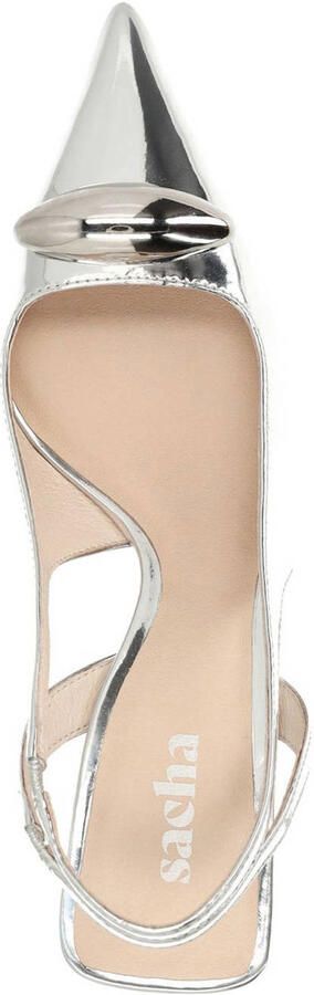 Sacha Dames Zilveren metallic slingback pumps - Foto 3