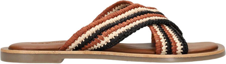 Sacha Dames Bruine gevlochten slippers