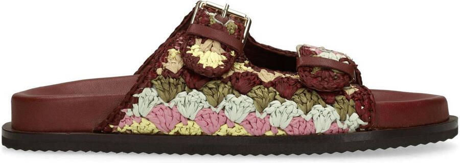 Sacha Dames Rode slippers met goudkleurige buckles