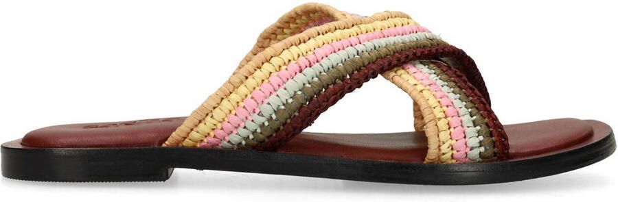 Sacha Dames Multicolor gevlochten slippers