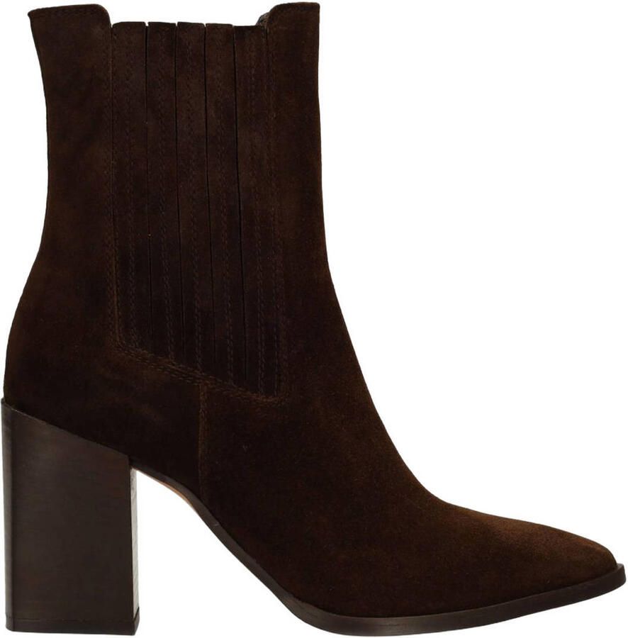 Sacha suède chelsea boots met blokhak bruin