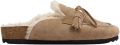 Sacha Dames Beige suède clogs met wol - Beige