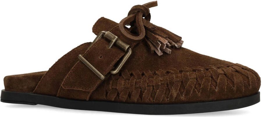 Sacha Dames Bruine suède clogs met franjes - Foto 3