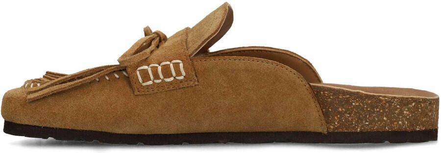 Sacha Dames Beige suède clogs met franjes - Foto 3