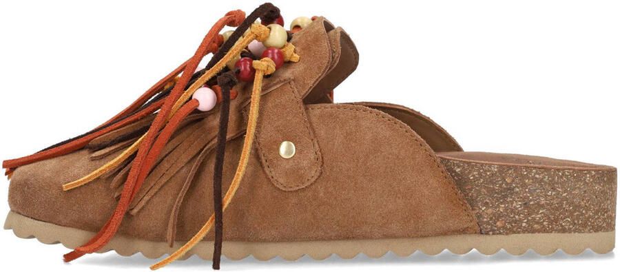 Sacha Dames Cognac suède clogs met franjes - Foto 3