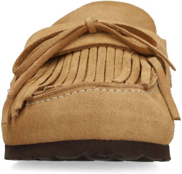 Sacha Dames Taupe suède clogs met franjes - Foto 2