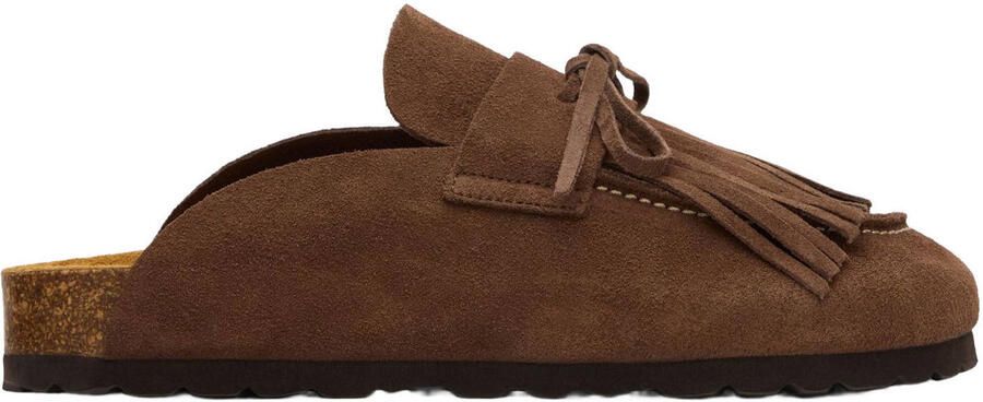Sacha Dames Bruine suède clogs met franjes