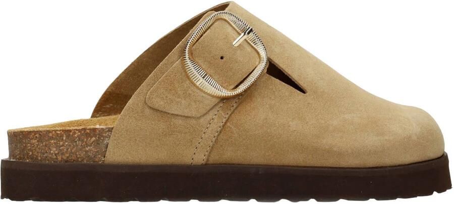 Sacha Dames Taupe suède clogs met gesp