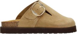 Sacha Dames Taupe suède clogs met gesp
