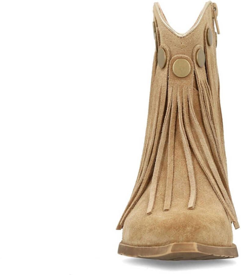 Sacha Dames Beige suède western enkellaarsjes met franjes - Foto 2