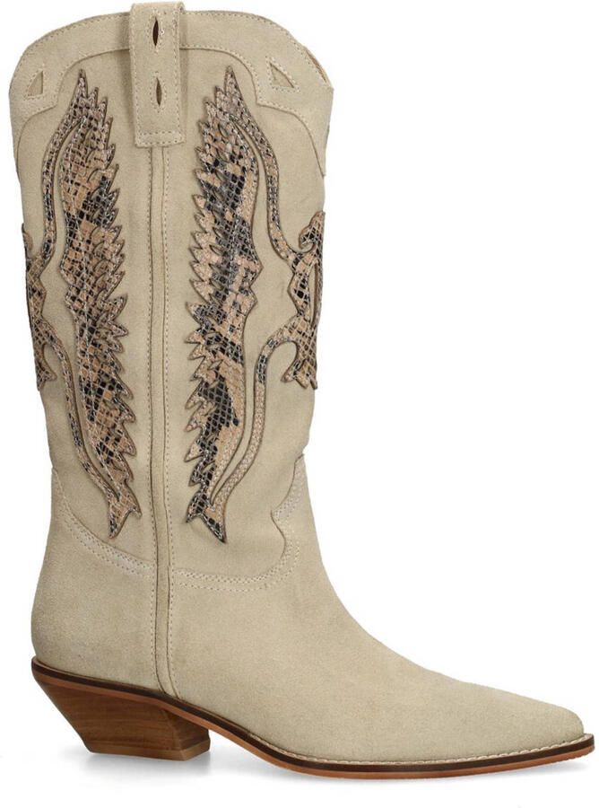 Sacha Dames Beige suède cowboylaarzen met sierstiksels - Foto 2