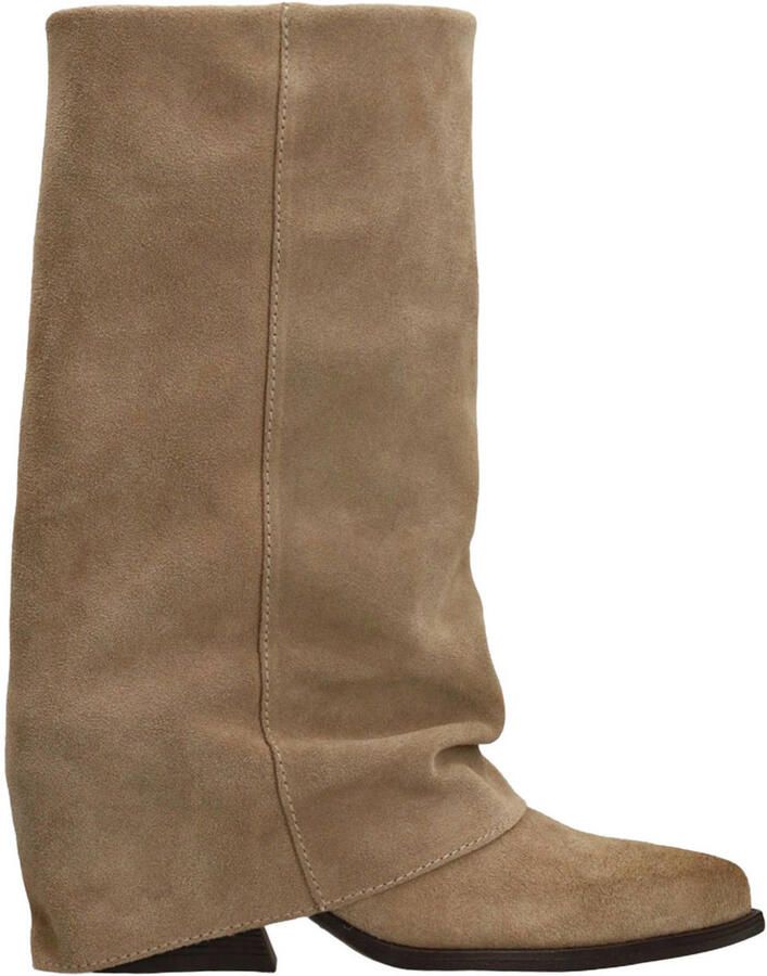 Sacha Dames Beige suède laarzen met flap