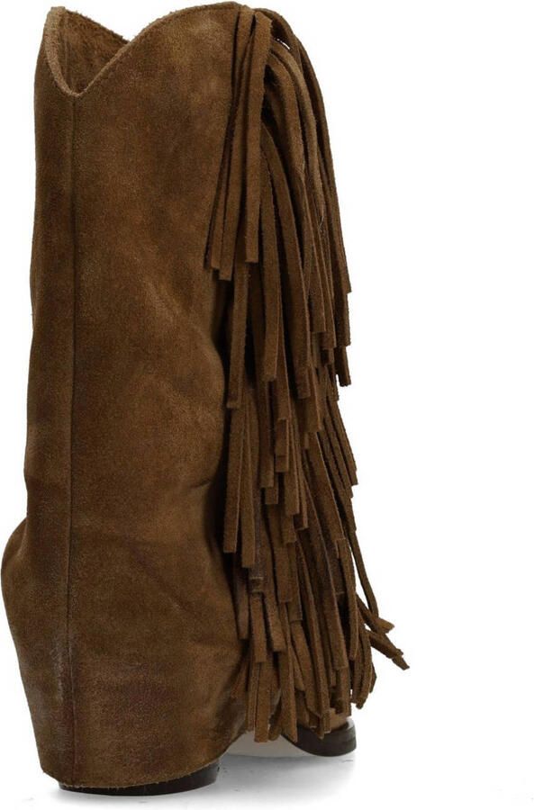 Sacha Dames Taupe suède cowboyboots met franjes - Foto 3