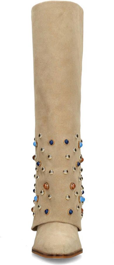 Sacha suède cowboylaarzen met flap en gekleurde studs beige - Foto 3