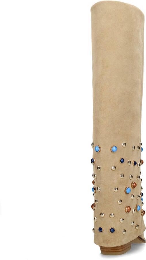 Sacha suède cowboylaarzen met flap en gekleurde studs beige - Foto 2