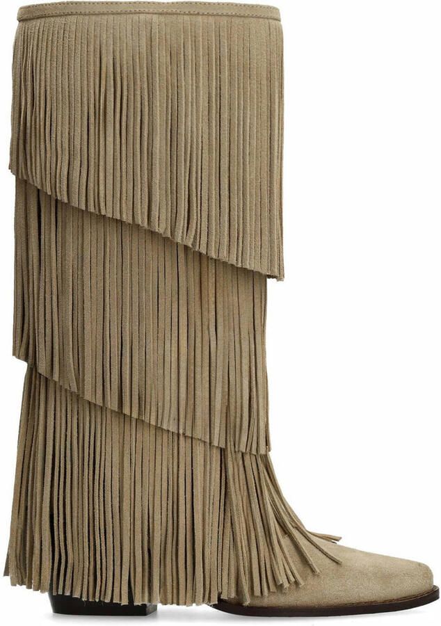 Sacha suède cowboylaarzen met franjes beige