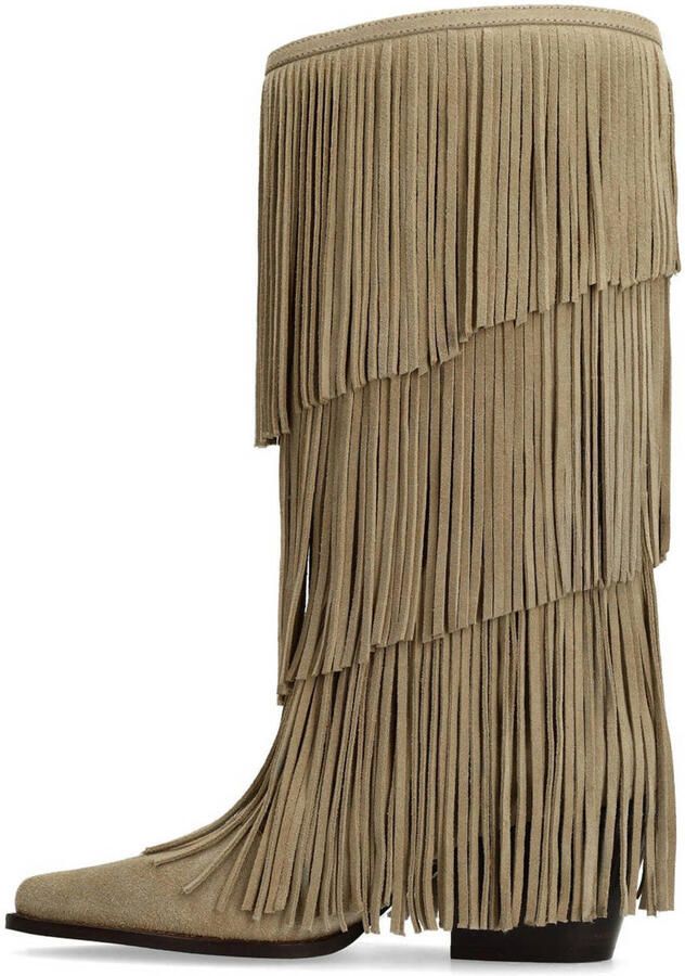 Sacha Dames Beige suède laarzen met franjes - Foto 2