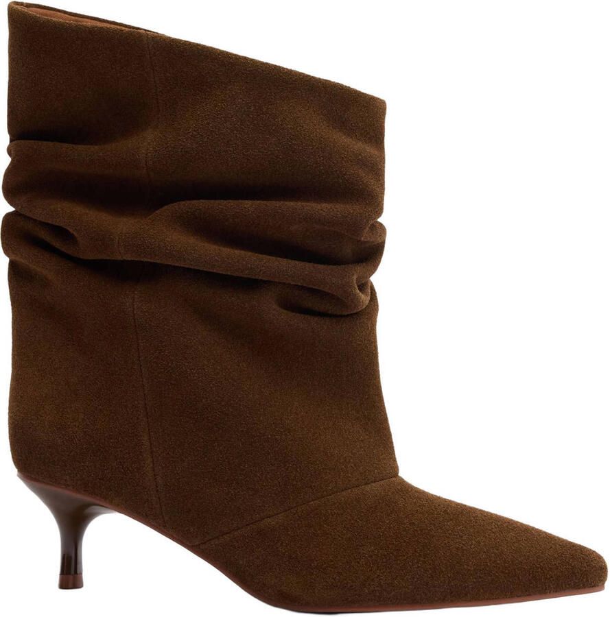 Sacha Dames Cognac suède slouchy enkellaarsjes met hak