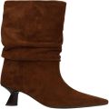 Sacha Dames Bruine suède slouchy enkellaarsjes met hak - Bruin