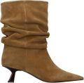 Sacha Dames Beige suède slouchy enkellaarsjes met hak - Bruin