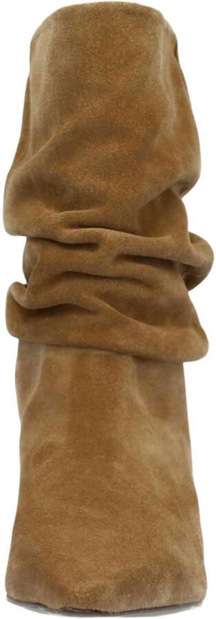 Sacha Dames Beige suède slouchy enkellaarsjes met hak - Foto 3