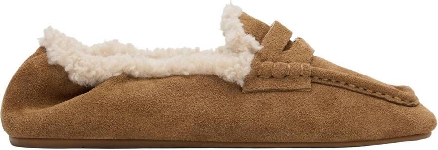 Sacha Dames Beige suède faux fur loafers