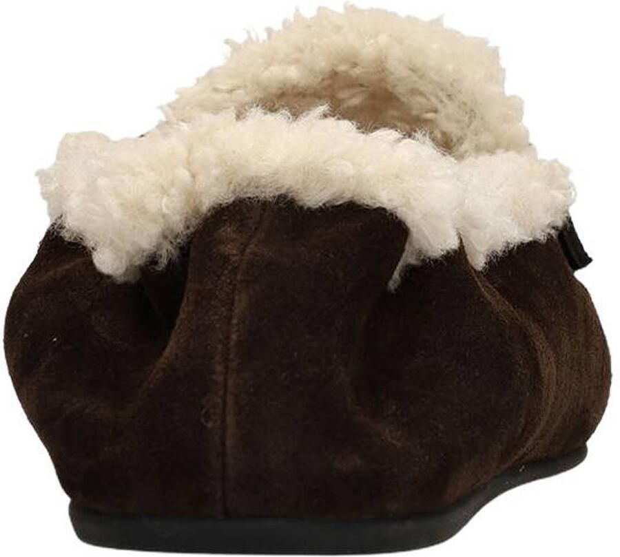 Sacha Dames Donkerbruine suède faux fur loafers - Foto 2