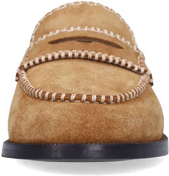 Sacha Dames Cognac suède loafers met gestikte details - Foto 3