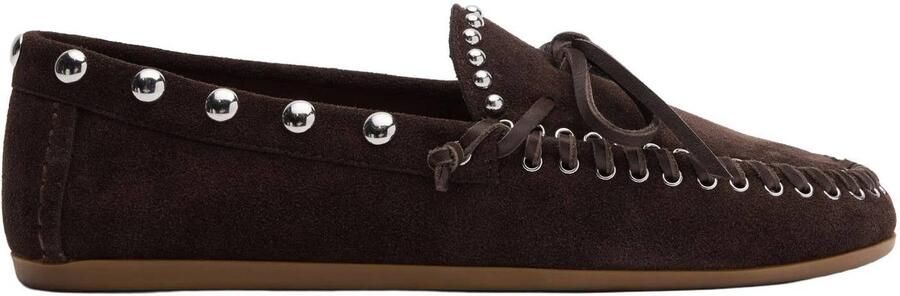 Sacha Dames Donkerbruine suède bootschoenen met studs