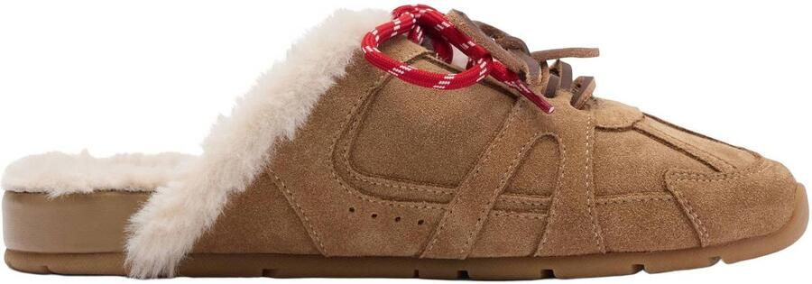 Sacha Dames Beige suède faux fur sneaker muiltjes
