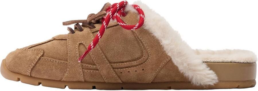 Sacha Dames Beige suède faux fur sneaker muiltjes - Foto 3