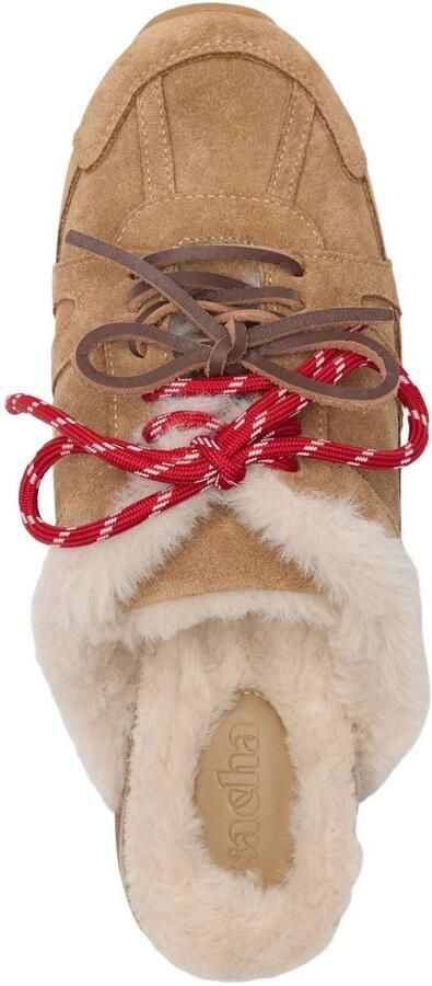 Sacha Dames Beige suède faux fur sneaker muiltjes - Foto 2