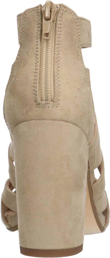Sacha Dames Beige suède opengewerkte sandalen met hak