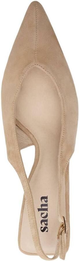 Sacha suède slingback pumps met hak beige - Foto 3