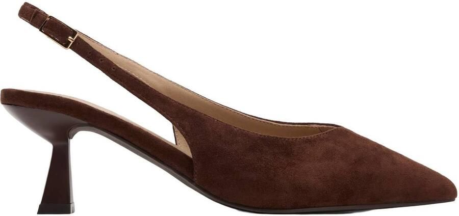 Sacha Dames Donkerbruine suède slingback pumps