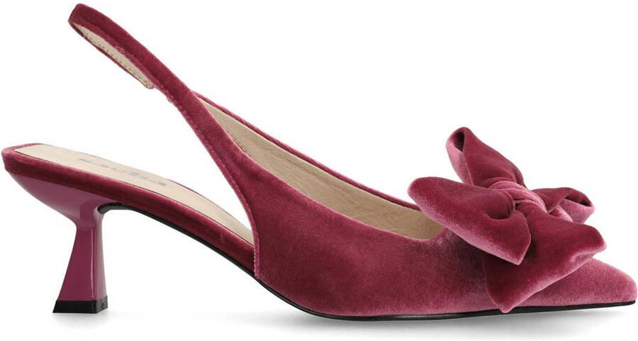Sacha Dames Roze velours slingback pumps met strik