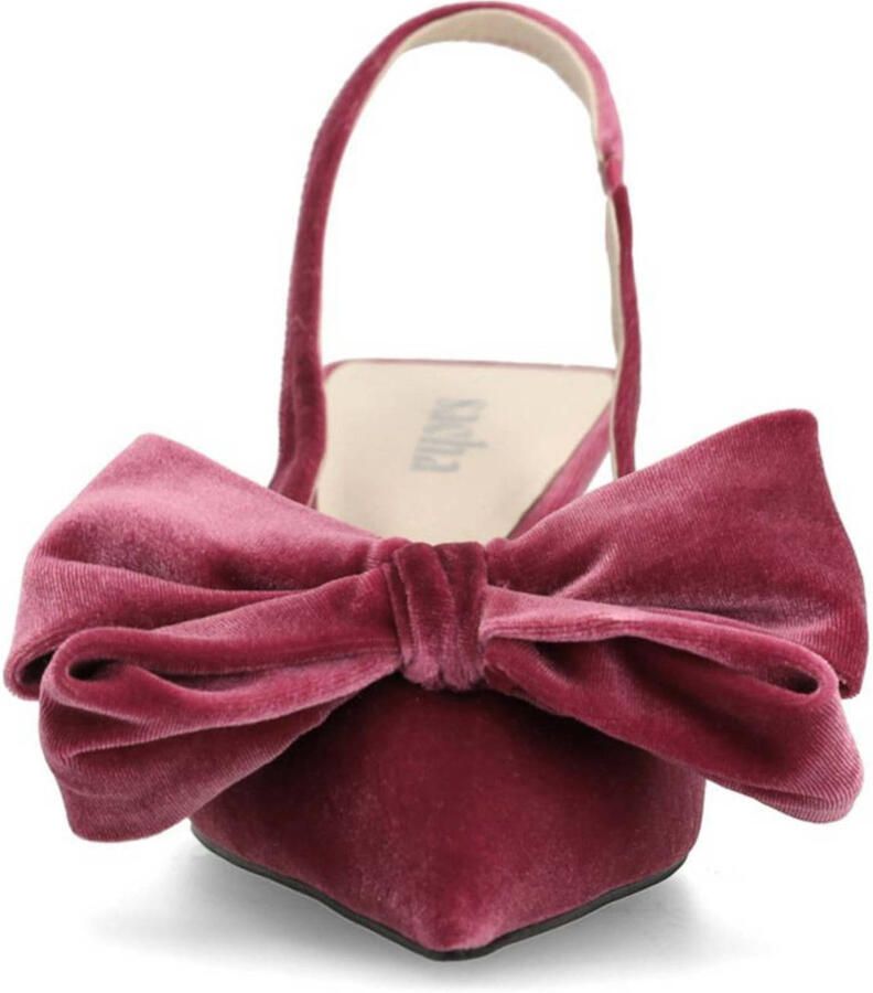 Sacha Dames Roze velours slingback pumps met strik
