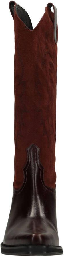 Sacha Dames Bordeaux leren cowboylaarzen suède details - Foto 3