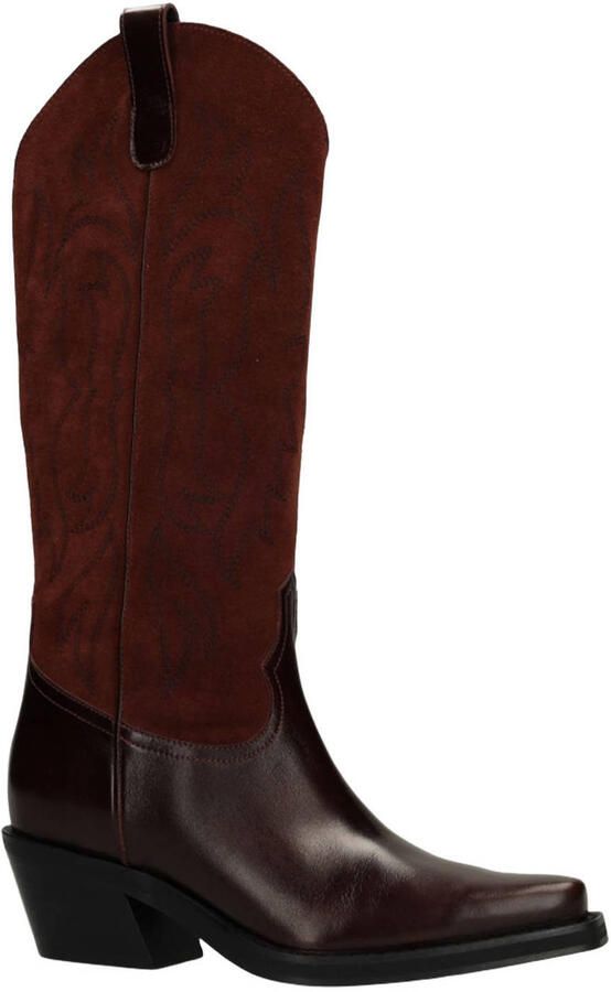 Sacha Dames Bordeaux leren cowboylaarzen suède details