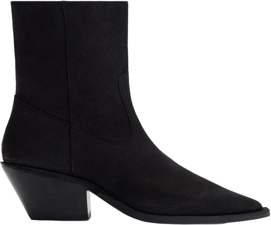 Sacha Dames Zwarte nubuck enkellaarsjes met hak
