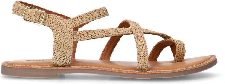 Sacha Dames Beige raffia sandalen met gekruiste bandjes