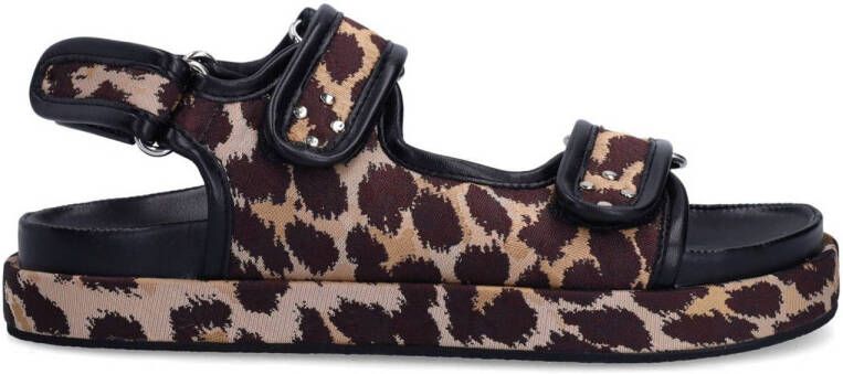 Sacha sandalen met panterprint beige zwart