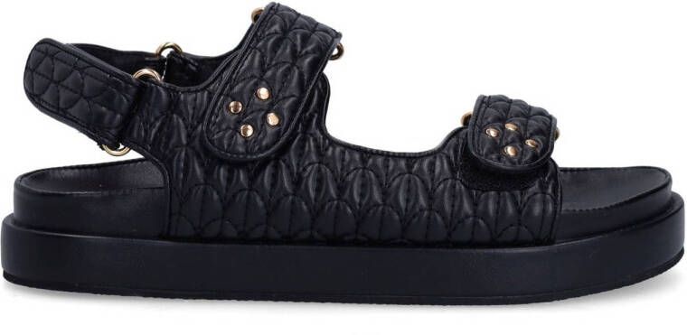 Sacha Dames Zwarte sandalen met goudkleurige studs